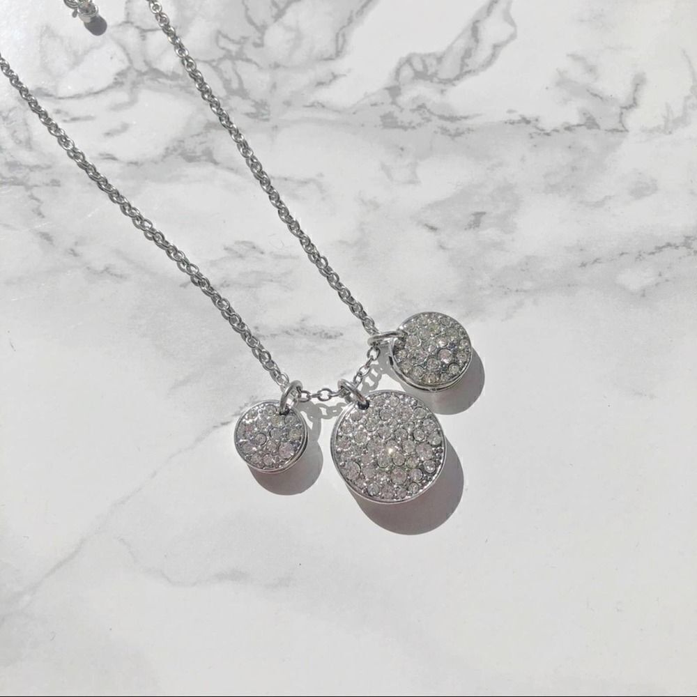 2/$20 Silver Crystal Rhinestone pendant diamante diamond Necklace